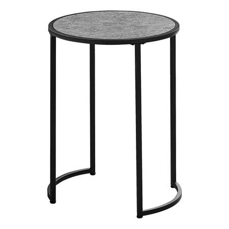 Monarch Specialties Accent Table - 24"H / Grey Stone-Look / Black Metal I 2206